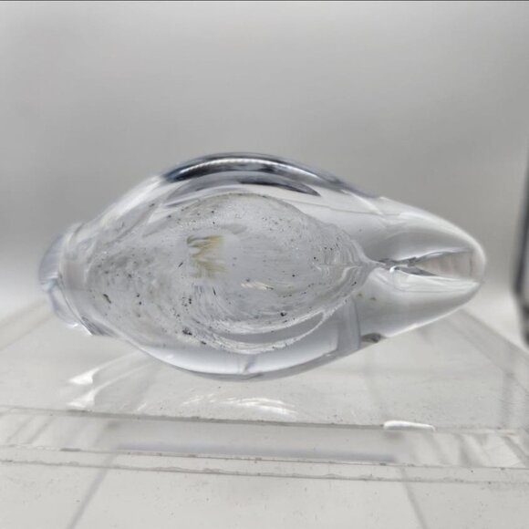 Vintage Swan Mantorp Sweden Clear Glass White Swirls Paperweight Figurine - Picture 6 of 6